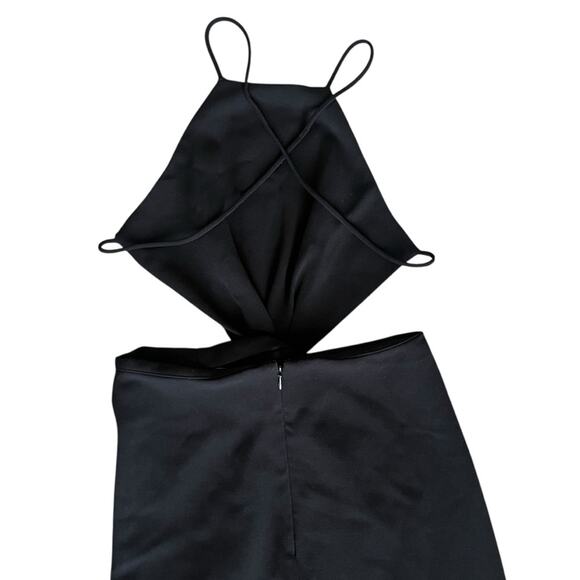 Ronny Kobo Women’s Sero Twist Front Midriff Halter Black Midi Dress Size Medium - Picture 9 of 13